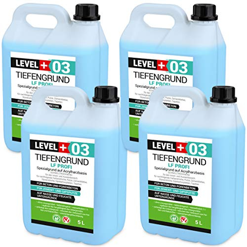 LEVEL PLUS 03 Tiefengrund LF Profi 20L, Grundierung für saugende Untergründe, Tiefgrund Konzentrat 1:1, Haftgrund unter Flüssigfolie Klebstoffe Zementmörtel