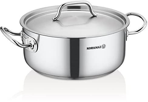 Korkmaz Cocotte basse en acier inoxydable 26,5 L, a2743