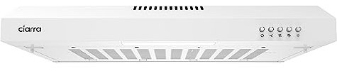 CIARRA CAW6903A Campanas Extractoras Cocina 60cm 220m³/h 75W 3 Velocidades de Extracción Luz LED Extractor Cocina-Blanco