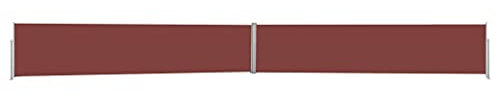 Makastle Doppel Seitenmarkise Ausziehbare Markise, Sonnenschutz Balkon, 170x1200 cm (H x L), Metall Ständer, Doppelseitenmarkise Sichtschutz Seitenrollo Windschutz für Garten Terrasse, Braun
