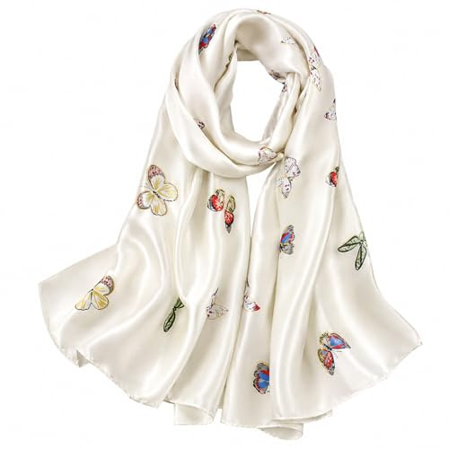 MAIRY Scarf Gifts for Women Scarves Soft Silk Head Scarfs Butterfly Evening Dress Shawl for Wedding Evening Party Neckerchief for Ladies Girls 180139