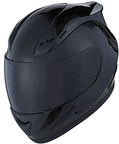 1Storm Motorcycle Bike Full Face Helmet Mechanic Glossy Black Smoked Shield