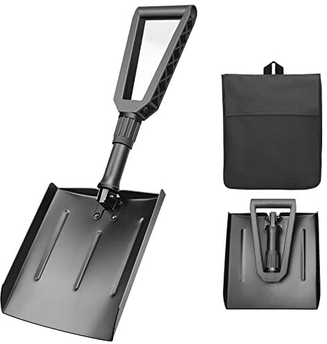 Sexyhot Folding Snow Shovel, Collapsible Outdoor Spade, Portable Emergency Survival Shovel with Carrying Bag, Compact and Light Weight, Suitable for Car, Truck, and SUV