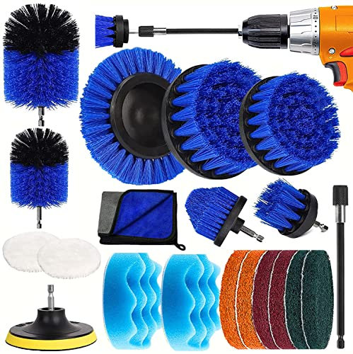 MOOING 20Pezzi Spazzola per Trapano,Spazzole per Trapano Elettrico,Set di Pulizia Perfetto,Drill Brush Power Scrubber Spazzole per la Pulizia per la Pulizia Toilette,Cucina,Bagno,Doccia,Piastrelle