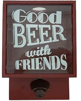 TBQ Cerveza Soda Abrebotellas Vintage Montado de Pared Botellas,Sacacorchos,Abrelatas Colgante y Tenedor de la Tapa,Ideal para Bares,Fiestas,Accesorios,Cocina Casera,Excelente Mejor Regalo (Rojo)