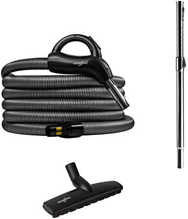 Housevac Set di accessori per la pulizia: un tubo di aspirazione centrale 7,5 m, un tubo telescopico con clip, una spazzola a doppia funzione per tappeti e parchetti