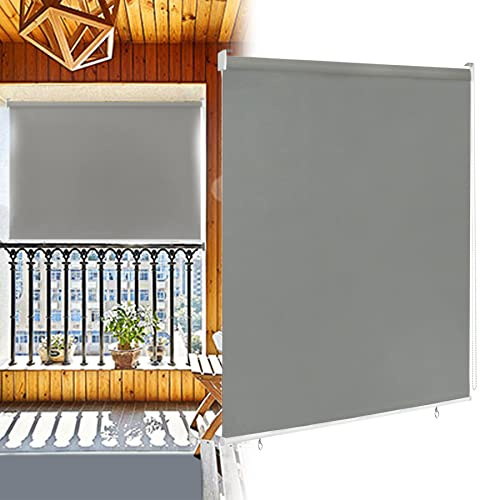 VA-Cerulean Außenrollo Senkrechtmarkise Sichtschutzrollo, Sonnenschutz, Wetterfest, Verdunkelungsrollo, Fensterrollo Balkonrollo für Fenster & Tür(180x240 cm,Grau)