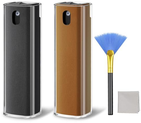 Bildschirmreiniger 2 Stück, JiaTeums All in one Screen Cleaner 10.5ml Reiniger für Telefone/Laptop/Tablet/Monitore & Autobildschirme mit bürste(Grau+Braun)