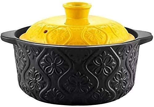 Tontopf zum Kochen, Antihaft-Keramik-Auflauf mit Deckel, handgefertigter Tontopf, Zwiebeltopf, Suppe, Schongarer (schwarz, 1,05 Quart)