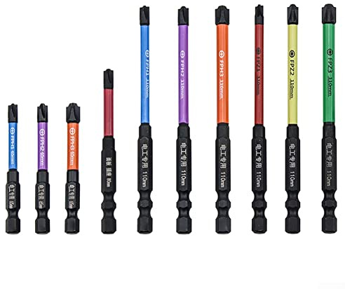 QOXEZY Lot d'embouts de tournevis magnétiques, embouts de tournevis cruciformes spéciaux pour interrupteur de prise d'électricien, disjoncteurs, panneaux de prises FPH FPZ 65-110 mm