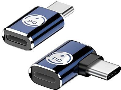 Adaptador Lightning a USB C, adaptador USB-C macho a Lightning hembra iOS, compatible con carga rápida y transferencia de datos PD de 27 W, compatible con Lightning, para Pad [2 unidades, ángulo de 90