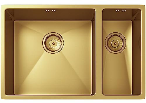 LSC Kensington 1.5 Bowl Brushed Gold Stainless Steel Undermount/Inset Kitchen Sink