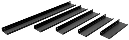 HEVVA 1x Regalleiste - Marseille - Bilderleiste (60 cm, Schwarz) | Bilderleiste, Metall-Wandregal, schmales Metallregal, hängendes Bilderregal, Gewürzregal, Wandboard für Bilderrahmen