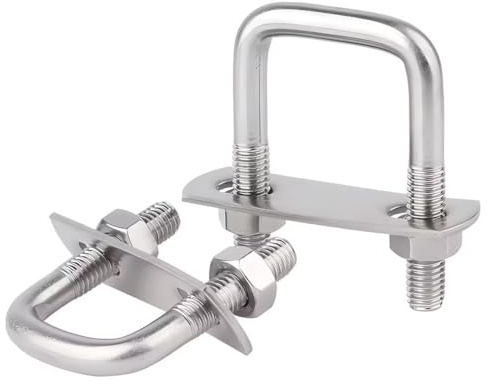 SYDARSYN M8 Vierkant U-Bolzen 30mm Innenbreite 85mm Höhe Edelstahl Quadratische Bügelbolzen mit Muttern und Rahmenplatte (2 Stück)