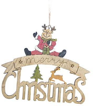 DECHOUS Holzanhänger Für Weihnachten Bunt Bemalt Weihnachtsbaumschmuck Christbaumkugeln Hängende Weihnachtsdekorationen Für Zuhause Und Büro