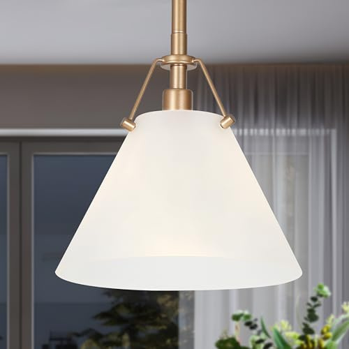 KSANA Gold Pendant Light, Modern Pendant Lights Kitchen Island with Frosted Glass Pendant Hanging Lights for Dining Room, Kitchen, Bedroom, 7.9 W