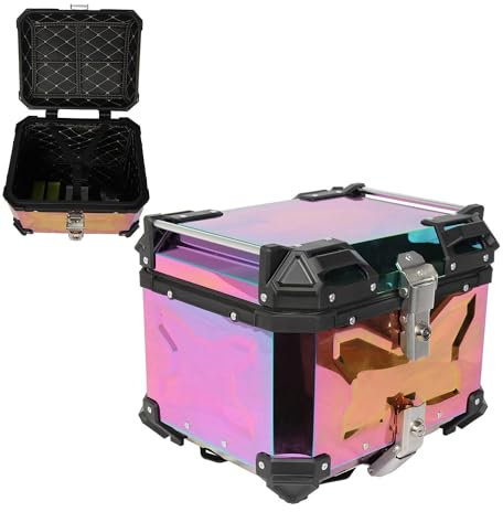 Yidelchon Baúl para Moto, Caja De La Cola De La Motocicleta De Acero Inoxidable. Maleta Moto para Almacenamiento Casco. Cofre Moto con Cerradura De Seguridad 45L