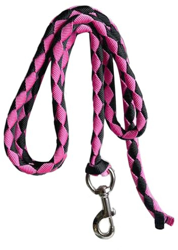 Colcolo Führstrick für Pferde mit Karabinerhaken, starker Führstrick für Pferde, Befestigung am Halfter oder Geschirr für Training und Spazierengehen, 2.5 m, Rosa und Schwarz