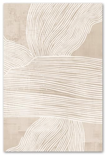 Vlolvfe Abstract Beige Canvas Wall Art Mid Century Modern Prints Neutral Line Art Beige Textured Abstract Picture Minimalist Line Canvas Painting Boho Prints for Living Room Deocr 16x24inch No Frame