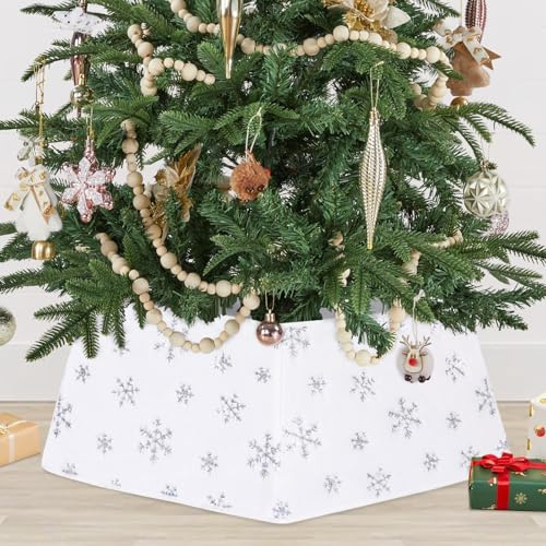 BrillShine Weihnachtsbaum Kragen Ø65cm Weihnachtsbaum Decke christbaumdecke Zusammenklappbar Weihnachtsbaum Korb Christmas Tree Skirt für Partys Weihnachtsbaumschmuck Silber