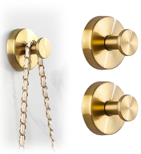 Xikangshun Ganci con ventosa per bagno, supporto per ganci a ventosa 304 in acciaio INOX, ganci con ventosa impermeabili, senza fori richiesti, per ghirlande su vetro (Oro, 2)