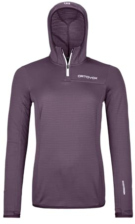 ORTOVOX FLEECE LIGHT GRID ZN HOODY W - Extrem leichter Fleece-Hoody für Alpintouren - VIOLETT - DAMEN - L