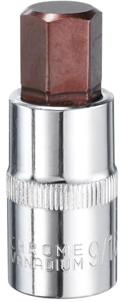 sourcing map 9/16 Hex Bit Socket 1/2 Drive SAE S2 Steel Square Drive Socket Extension Impact Bit Socket Ratchet Wrench Accessories for Turns Power Drill Into Nut Driver