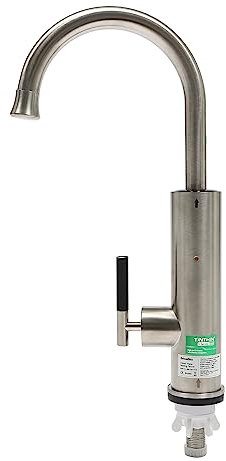 Silber Elektrischer Wasserhahn mit Durchlauferhitzer, Wassererhitzer Küchenarmatur mit Digitaler LED-Wassertemperaturanzeige 360° Schwenkbarer Auslauf, für Haushalte Küchen Badezimmer Restaurants 22*3