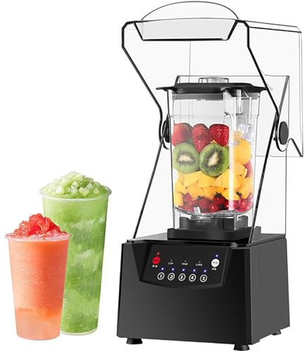 YLANMEI Blender Industriel 2200W Blender de Bouclier Silencieux Commercial Professional 2L pour Le concassage de Glace, Les Shakes et Les Smoothies pour l'utilisation de la Cuisine