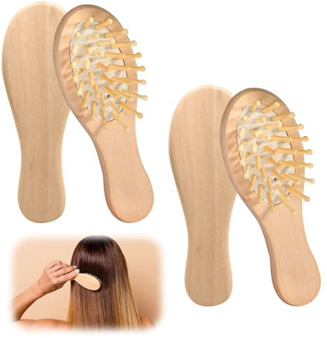 HUTRADE confezione da 2 spazzole per capelli, mini per bambini, spazzola in bambù