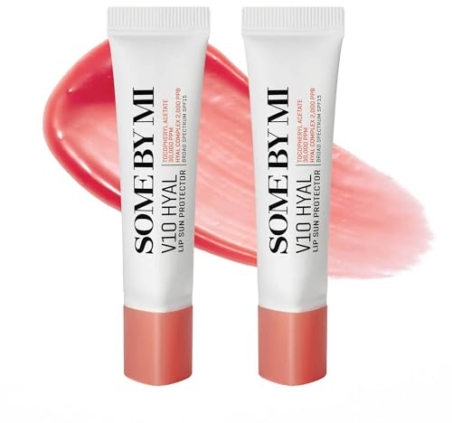 SOME BY MI V10 Hyal Lip Sun Protector Rosy – Lot de 2, 13g – Baume à lèvres coréen teinté SPF 15 pour lèvres sèches et sensibles – Hydratation à l’acide hyaluronique et vitamine E – Soin coréen