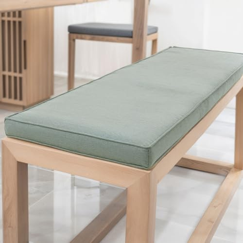 YFHT Bankauflage 120x50x5cm waschbares Bankkissen aus Leinen mit Rutschfester Unterseite und Paspel, Sitzkissen für Gartenbank, Terrasse, Innen Fensterbank, Flurbank, Rattanstühle usw