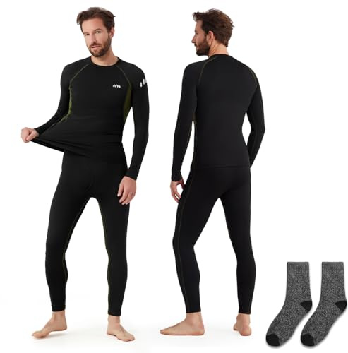 Mtiemxig Ensemble de sous vêtements Thermiques pour Homme - sous-vêtements Fonctionnels de Sport Respirants pour l'extérieur, l'hiver, Le Ski et la randonnée