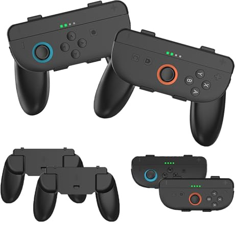 Paire de poignées 2 en 1 pour Switch 2 2025 avec dragonne amovible pour manettes Joycon, accessoires de jeu, noir