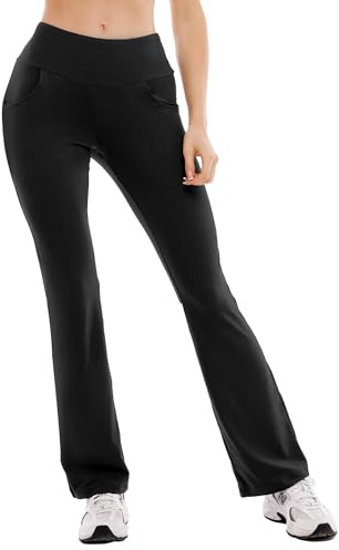 Stanpetix Flared Yogahose für Damen mit Taschen für Yoga Workout Leggings (Schwarz,L)