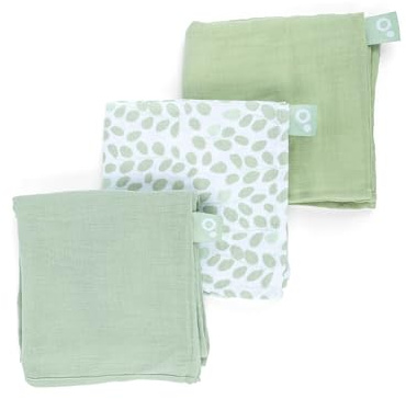 Doomoo 3er-Set Mulltücher Baby| 70x70 cm| Bio-Baumwolle| extra weich & saugfähig| Musselintücher Neugeborene| Spucktücher Baby | waschbar | Grün