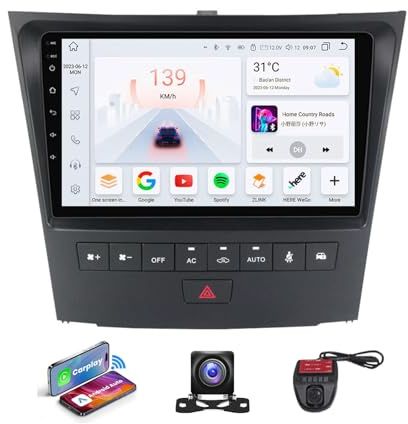 Android 13 Car Stereo 9 Inch Screen Auto Player Built-in 4G WiFi CarPlay DSP GPS Navigation RDS DAB+ Radio BT 5.0 Support Camera DVR for Lexus GS300 350 400 430 450h 460 2004-2011(NF-5)