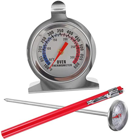 TEMPNAP 2pcs Oven Bbq Thermometer Instant Read Meat Temperature Gauge with Probe Stainless Steel Cooking Tool for Turkey Beef Pork Lamb