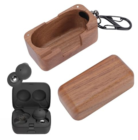 LICAEVEY Handgjord Skyddsfodral i valnötsträ, Elegant Design, Användarvänlig med Laddningsurskärning, Link Buds S Trådlösa Hörsnäckor för äventyrliga Resor Varje Dag