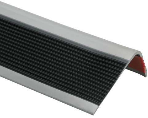 QUARKZMAN Profilatura Per Scale 1 Metro (6 x 3 Cm) Vinile Antiscivolo Autoadesivo Protezione Bordo Dimensione Impermeabile Battiscopa Per Pavimenti Interni Esterni Nero Grigio