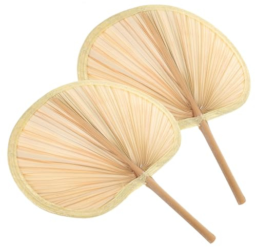 TOYANDONA 2Pcs Handmade Woven Banana Leaf Hand Fans Large Summer Cooling Fans Traditional for Indoor Use and Outdoor Bbq Lightweight Vintage Style for Women and Elderly