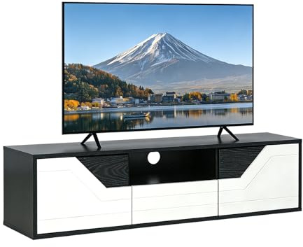 Askelierg TV Lowboard Stehend 120cm, Fernsehschrank mit 2 Türen & Schubladen, TV Unterschrank mit Kabelmanagement, TV Sideboard Wohnzimmer, 120 x 30 x 30 cm
