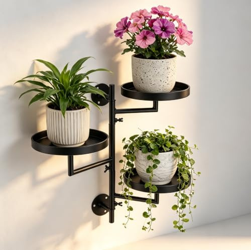 Colgador de Pared para Macetas, Set de Jardineras, Soporte para Plantas Exterior, Plant Stand Interior Exterior, Estante para Plantas Alto, Estante de Flores de Varios Niveles para Balcón, Salón