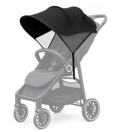 WD&CD Protección Solar Funda Parasoles para Silla de Paseo, Toldo Respirable Universal para Bebés Cochecitos- Parasol Ajustable, Negro