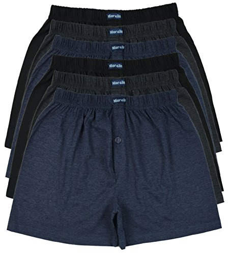 MioRalini TOPPERBJUDANDE 12 eller 6 boxershorts färgglada mjuka och löst sittande i neutrala färger klassiska enfärgade herrboxershorts M L XL 2XL 3XL 4XL, 6 stycken, 5XL