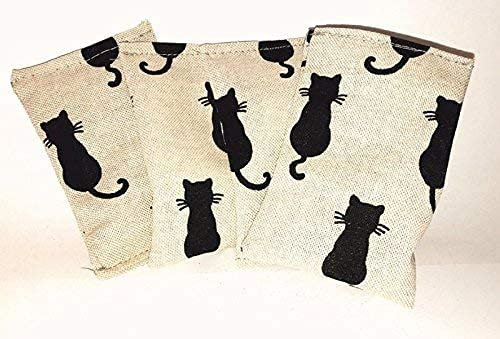schraegdesign 3er-Set Baldriankissen 'Black Cats' für Katzen Spielzeug Catnip Katzenminze Baldrian