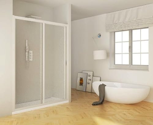Porta doccia scorrevole acrilico e pvc bianco nicchia h.185cm box doccia (110cm (110-100cm))