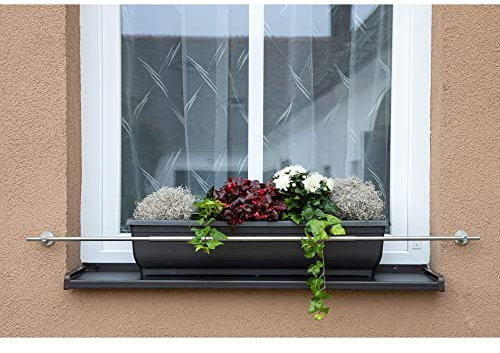 Blumenkastenhalterung an die Fassade einstellbar 600 bis 1000 mm für eine Gesamtfensterbreite von 600 bis 800 mm, Rostfreier Stahl V2A, Installation von Dübeln an der Fassade…