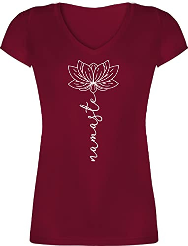 Shirtracer - T-Shirt Damen V Ausschnitt - und Wellness Geschenk - Namaste Lotusblüte Yoga Chakra