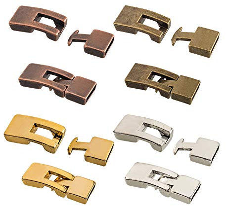 PandaHall 32 Sets 10mm Leder Cord End Verschluss 4 Farben Tibetan End Lock Rechteck Schmuck Verschlüsse Für Armband Halsketten Schmuckherstellung